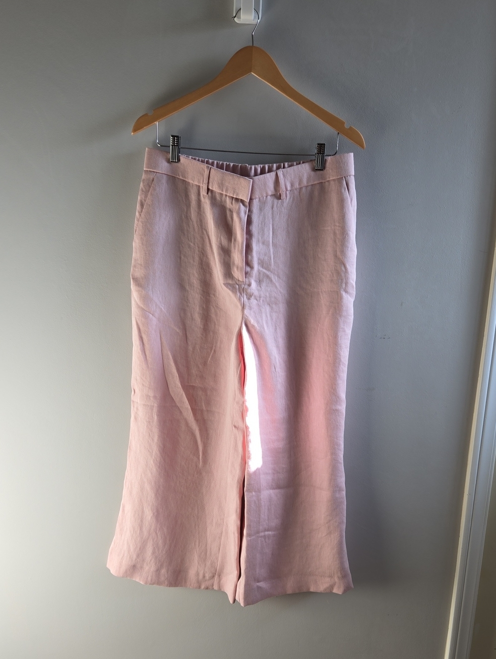 OGL Linen Blend Pink Wide Leg Pants Size Large Petite